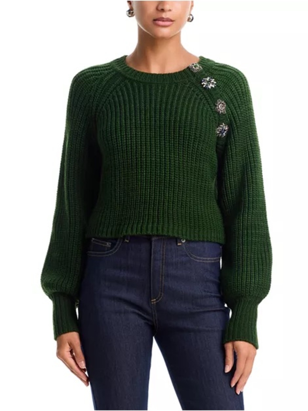 🌸Cinq à Sept $265 Keren Baroque Embellished Sweater Pine Forest size S Luxury